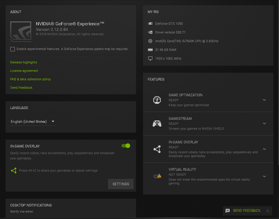 Nvidia GeForce Experience Overlay
